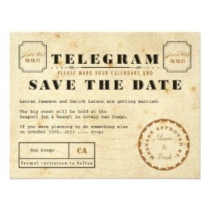Vintage Telegram Save the Date Custom Announcement