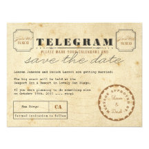Vintage Telegram Save the Date Custom Invite
