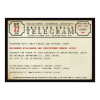 Vintage Telegram Style Wedding Card