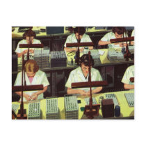 Vintage Telephone Assembly Line Workers Postcards