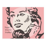Vintage Telephone Chat Postcard Invitation