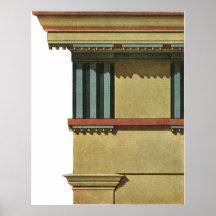 Vintage Temple Entablature, Classic Architecture Print
