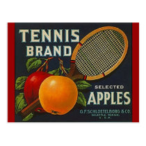 Vintage Tennis Brand Apples Racket Crate Postcards postcards