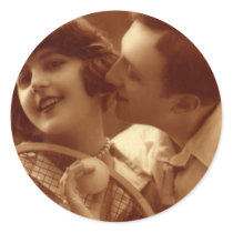 Vintage Tennis Love, Sepia Tones Stickers