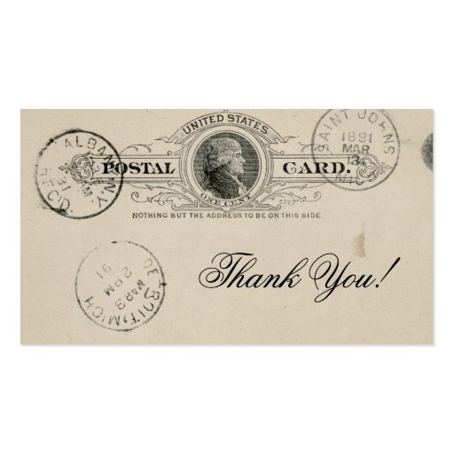 Vintage Thank You Old Stained Paper Business Cards