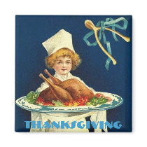 Vintage Thanksgiving Child Chef magnets by JuJuGarden Vintage Thanksgiving Child Chef magnets