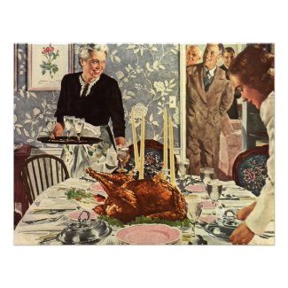 Vintage Thanksgiving Day Turkey Dinner with Family Custom Invites