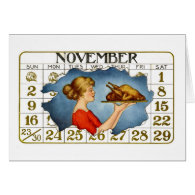 Vintage Thanksgiving Dinner Greeti... - Customized Greeting Card