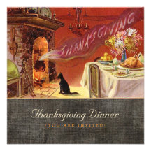 Vintage Thanksgiving Dinner Invitation