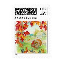 Vintage Thanksgiving Farm Turkey Postage Stamp