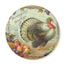 Vintage Thanksgiving Greetings Round Magnet