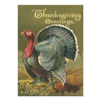 Vintage Thanksgiving Greetings with a Turkey Farm Personalized Announcements