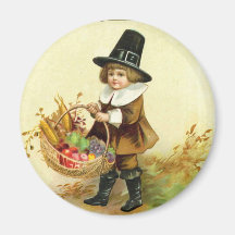 Vintage Thanksgiving Round Magnet