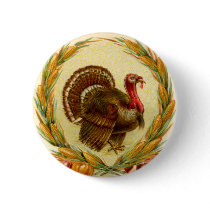 Vintage Thanksgiving Turkey Round Button