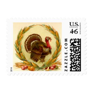 Vintage Thanksgiving Turkey Small Postage