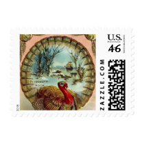 Vintage Thanksgiving Turkey Small Postage