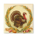 Vintage Thanksgiving Turkey Square Magnet by Vintage_Gifts Vintage Thanksgiving Turkey Square Magnet