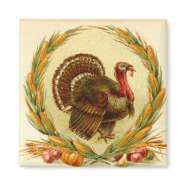 Vintage Thanksgiving Turkey Square Magnet
