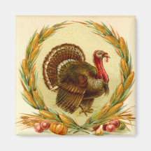 Vintage Thanksgiving Turkey Square Magnet