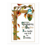 Vintage Thanksgiving Verse and Fall Foliage Postcard