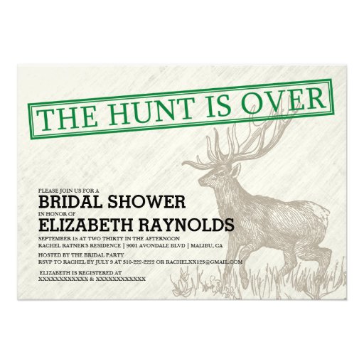 Vintage The Hunt is Over Bridal Shower Invitations