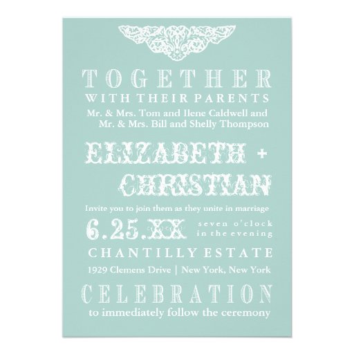 Vintage Theater Bill Wedding Invitation-ice blue