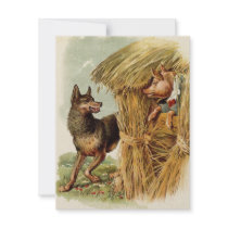 Vintage Three Little Pigs; Big bad Wolf and Pig Invite