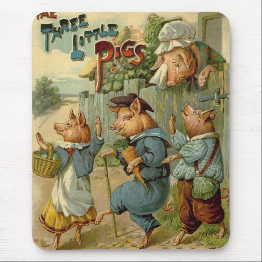 Vintage Three Little Pigs, Mom is Sad and Crying Mousepad
