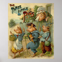 Vintage Three Little Pigs, Mom is Sad and Crying Posters
