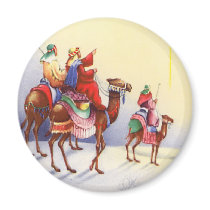 Vintage Three Wise Men Round Magnet