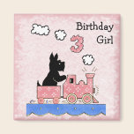 Vintage Three Year Old Birthday Girl Magnet magnets
