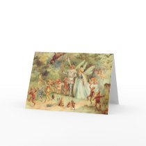 Vintage Thumbelina and Prince Wedding in Forest Cards
