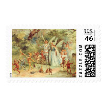 Vintage Thumbelina and Prince Wedding in Forest Stamps