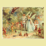 Vintage Thumbelina and Prince Wedding in Forest postcards