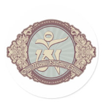 Vintage Tibetan OM Logo Round Sticker