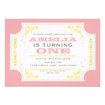 Vintage Ticket Circus Birthday Invitation