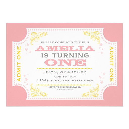 Vintage Ticket Circus Birthday Invitation