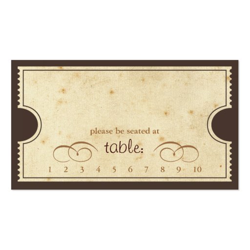 Vintage Ticket - Punch Card Escort Card Business Card Templates (front side)