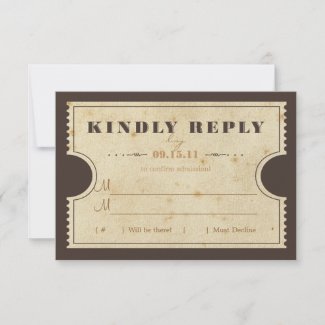 Vintage Ticket RSVP invitation