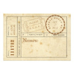 Vintage Ticket Tab Response Card Personalized Invitation