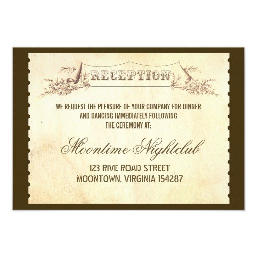 vintage ticket wedding reception design invites