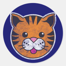 Vintage Tiger Round Sticker