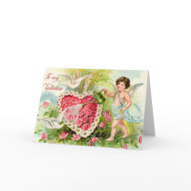 Vintage - To My Valentine - Cupid, Hearts & Doves Greeting Cards