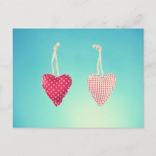 Vintage Toned two Love heart Cushions Postcard