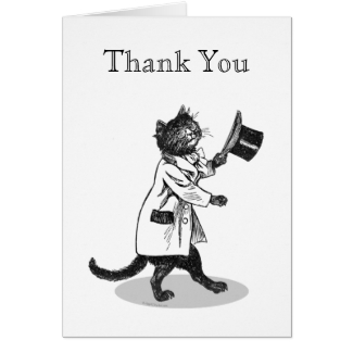 Vintage Top Hat Cat Custom Thank You Card