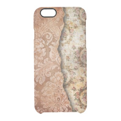 Vintage Torn Gold Damask Clear iPhone 6/6S Case