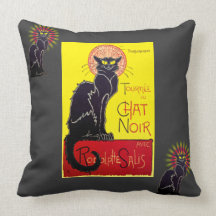 Vintage Tournee du Chat Noir Cabaret Cushion Throw Pillow