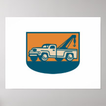 Vintage Tow Wrecker Pick-up Truck Poster