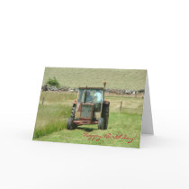 Vintage tractor birthday card