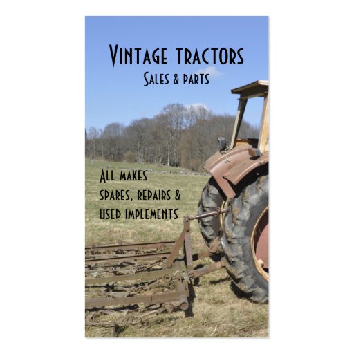 Vintage tractor business card